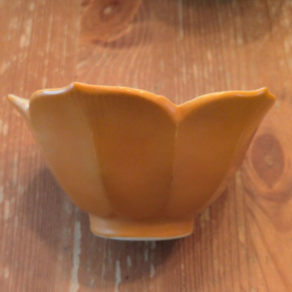 Japanese Orange Flower-Shaped Bowl Marked Japan Floral Design Collectible Dish